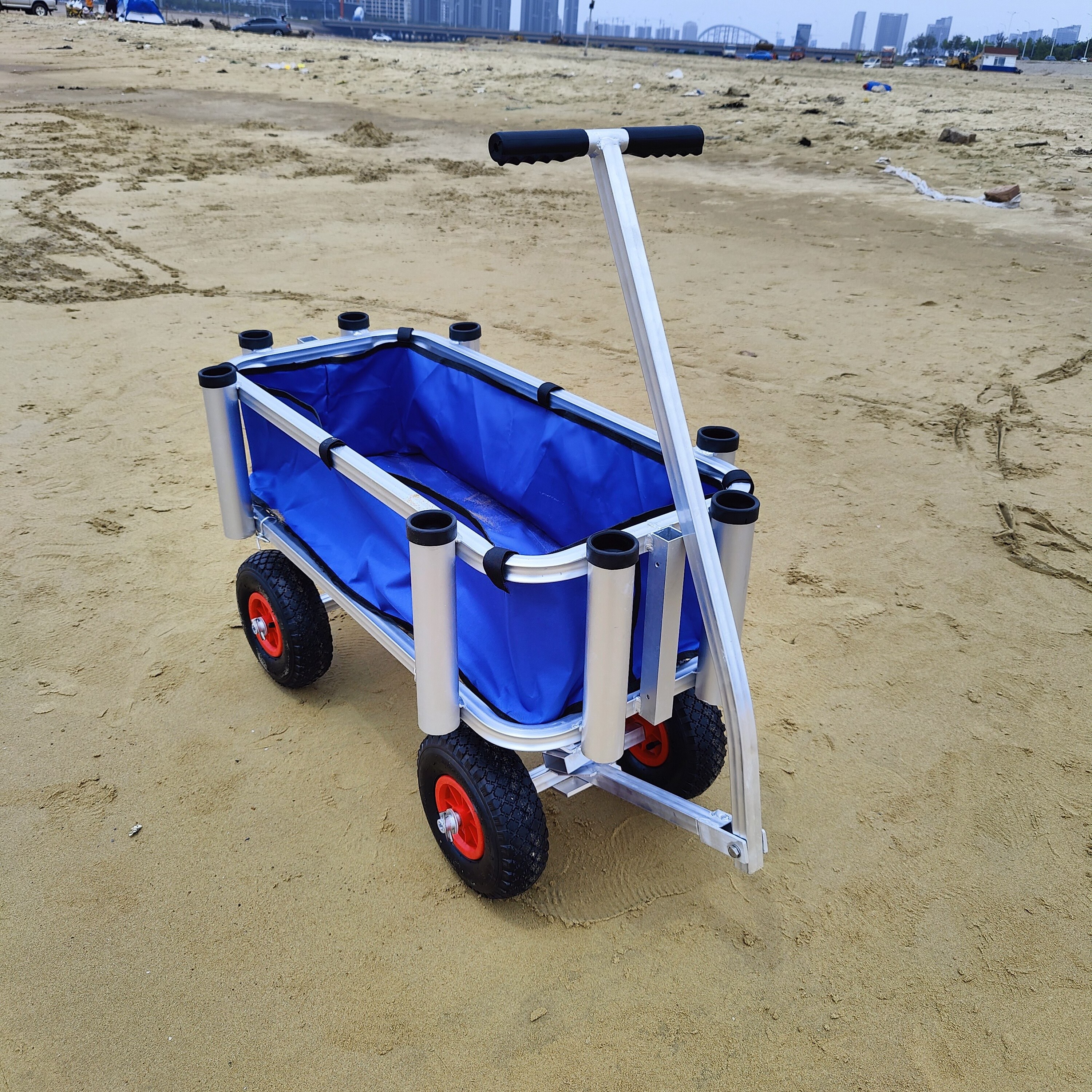 Blue Fish and Marine Cart Outdoor Fishing Rolling Wheel Wagon