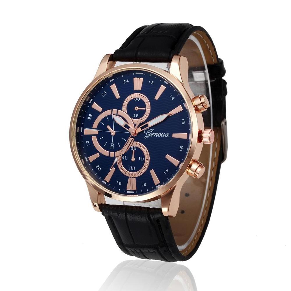 New Relojes men Watch 2013 Fashion Geneva Rose Gold Roman Leather Quartz Watch Men Dress Wristwatch Relogio Feminino Clock