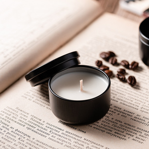 Factory Direct Price Plant Essential Oil High Quality  Luxury   Black Tin Jar  Soy Wax Tealight Candle Scented Candle For Trip