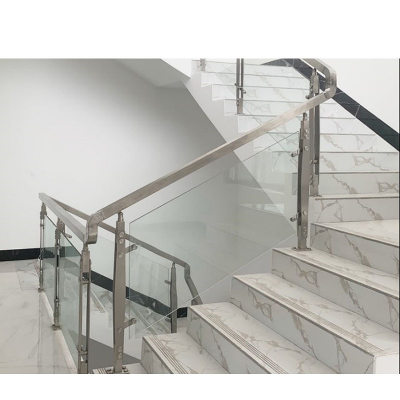 Modern design outdoor steel stairs / indoor straight staircase with tempered laminated glass railing