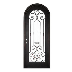 Factory price 36"x82" Wrought steel iron security arch door design for Home Entry Door