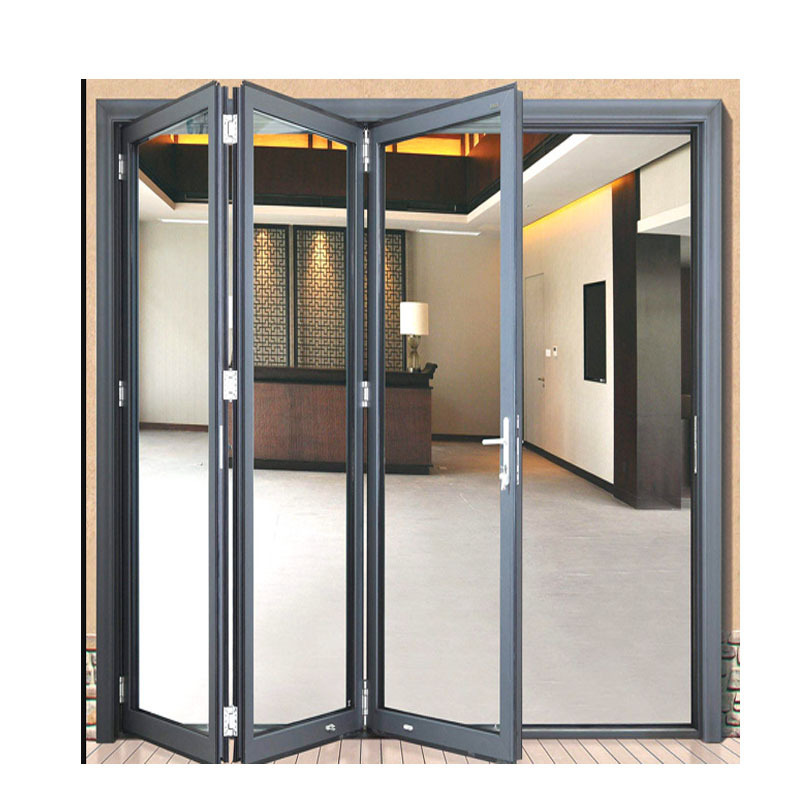 Sound proof thermal Break Aluminum Bi double glazed Folding Sliding Patio Doors