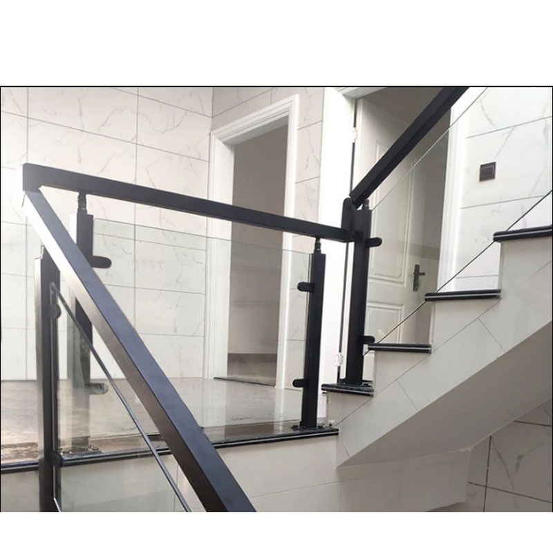 Modern design outdoor steel stairs / indoor straight staircase with tempered laminated glass railing