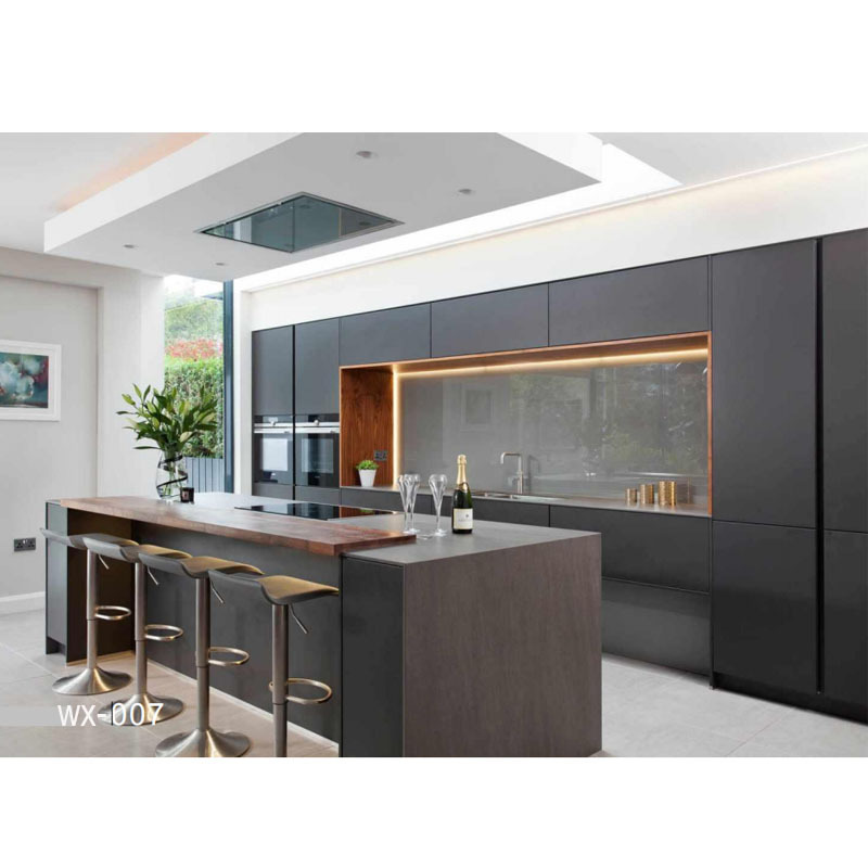 New Design European Style Laminate Custom Wood Cheap Modern Dark Shaker Kitchen Cabinet