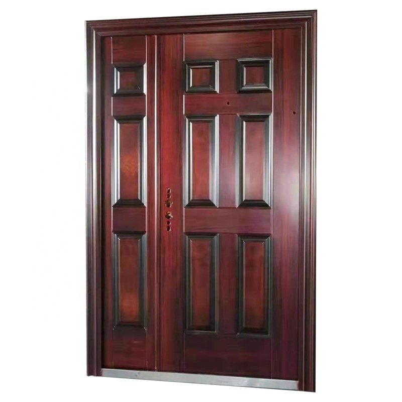 Wood Color Simple Design Nigeria Iron Security Door made in China