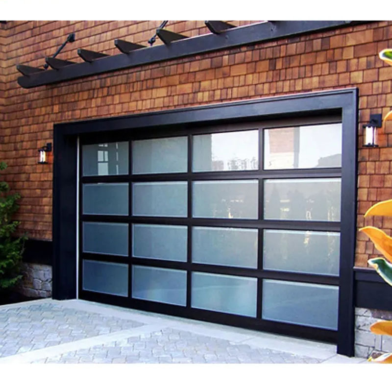 9x8 9x7 16x7 Modern sectional overhead full view aluminum tempered glass garage door for villa