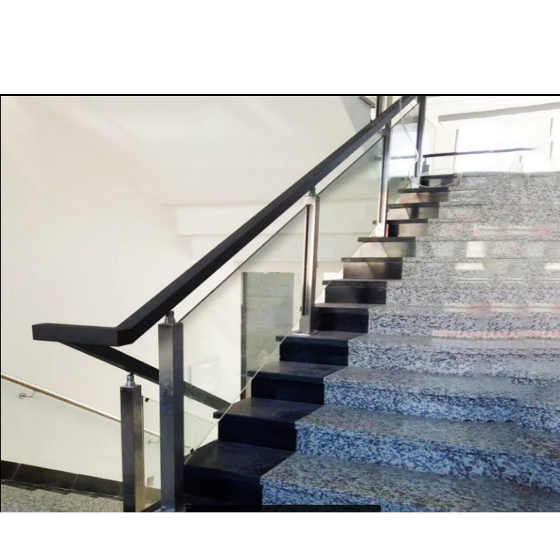 Modern design outdoor steel stairs / indoor straight staircase with tempered laminated glass railing