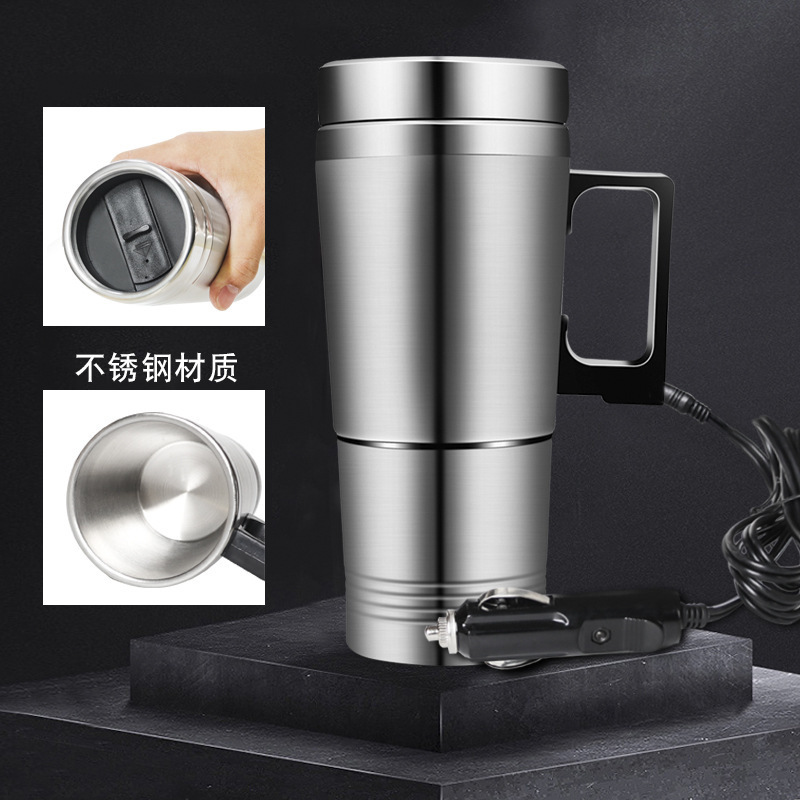 SD219 Popular Creative 12v electric kettle for car Stainless Steel Car Charger Heated Travel Mug Warming Cup