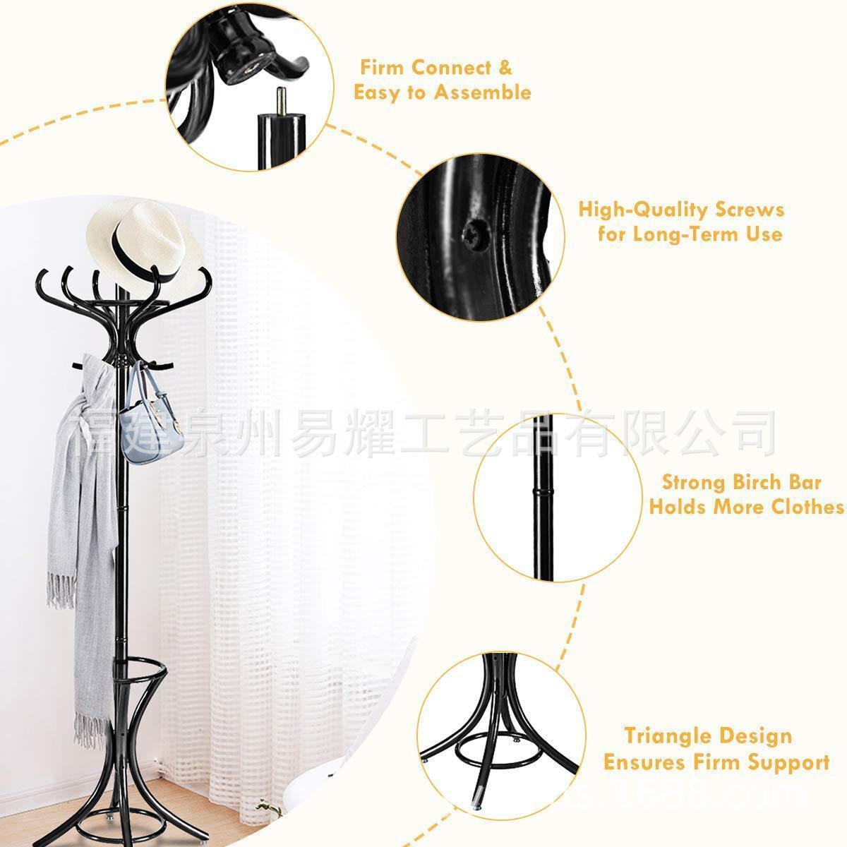 CB 018 Vertical New Design Large portable Dress Up Black Wall Clothes Stand Coat Hooks Rack