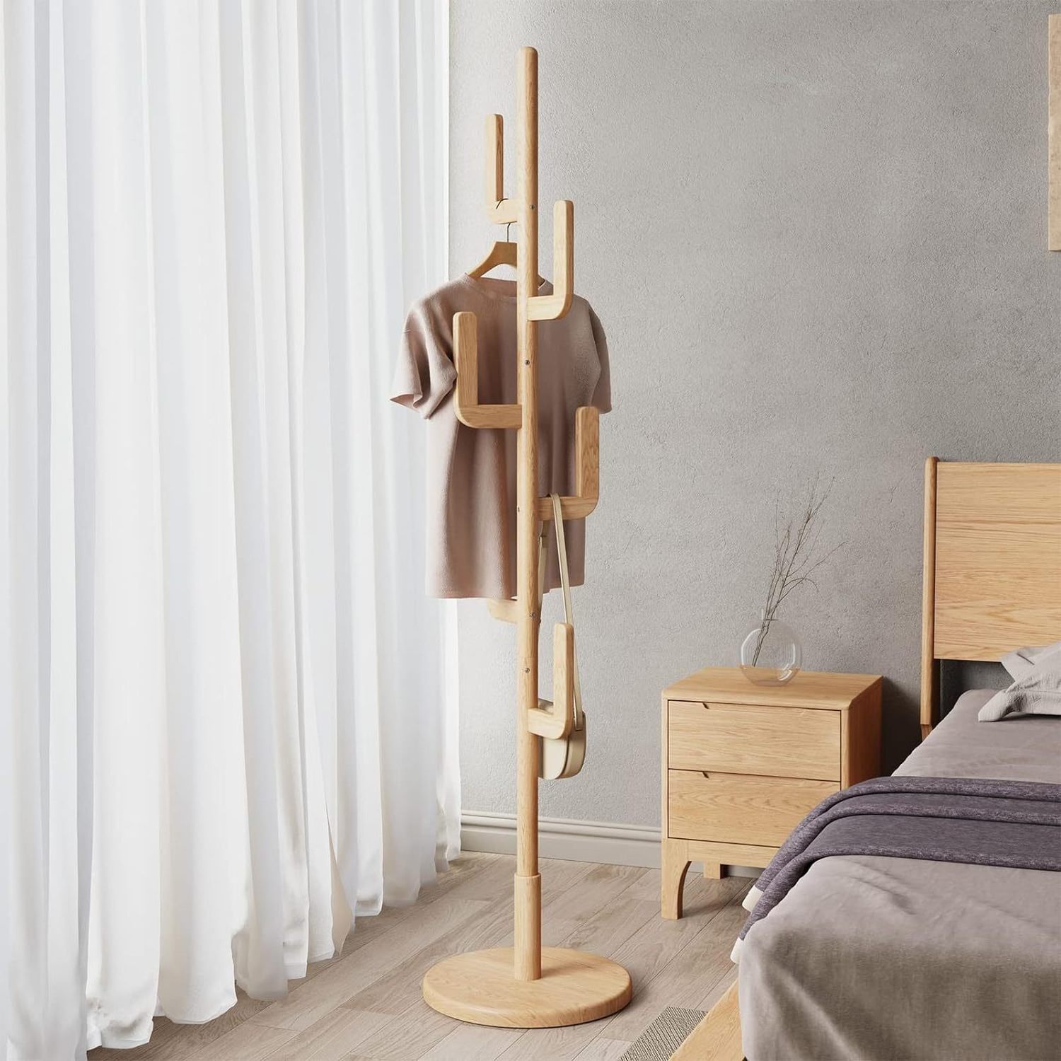 CB038 Unique design easy to assemble cactus coat rack, height adjustable wooden coat rack stand