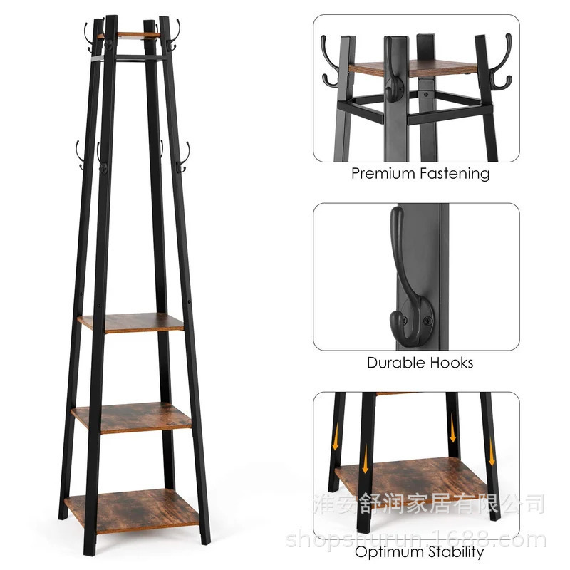 CB016 Factory direct modern simple iron coat rack creative fashion office hanging coat rack three layers storage coat rack