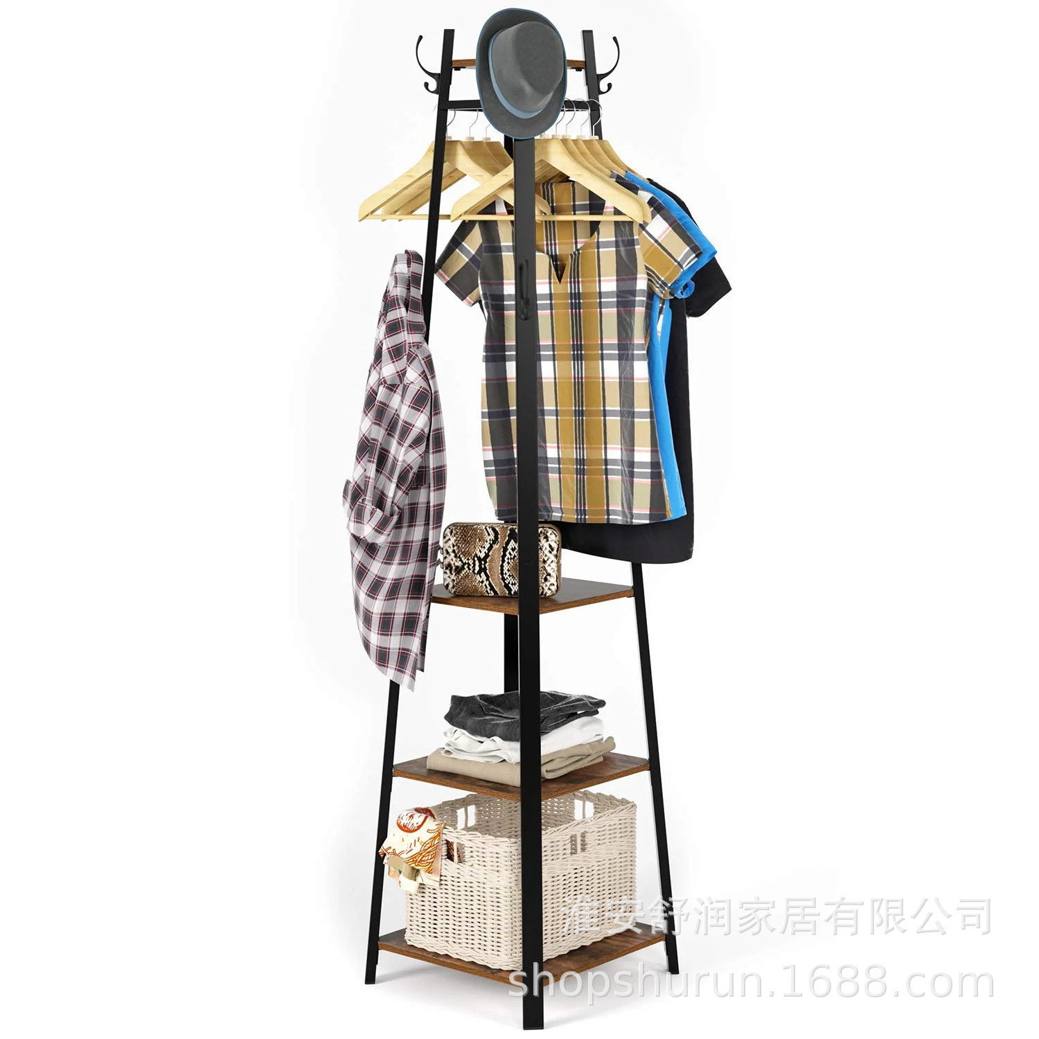 CB016 Factory direct modern simple iron coat rack creative fashion office hanging coat rack three layers storage coat rack