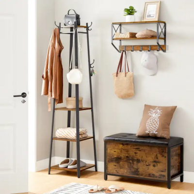 CB120 VASAGLE shoe rack with coat hanger shoe rack with coat hanger metal standing tree coat rack for cloth