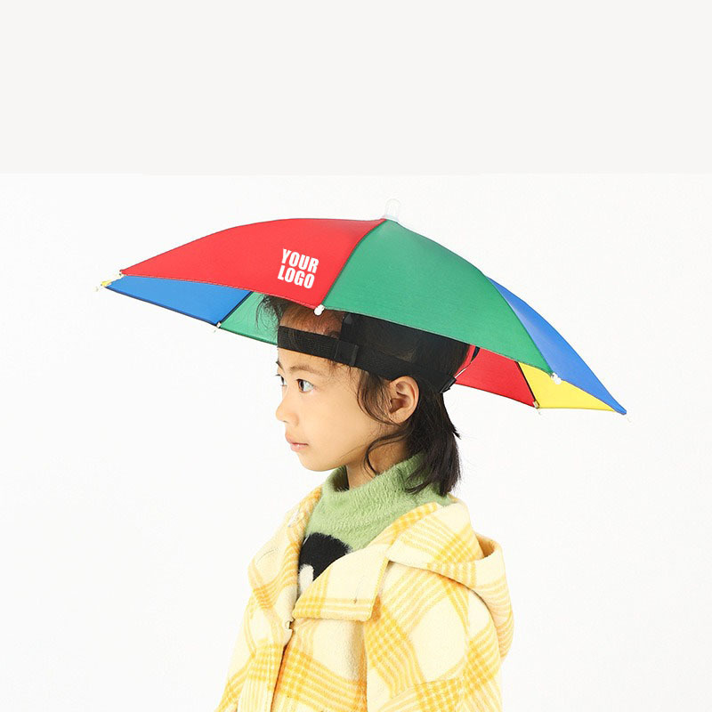 FMU022 Wholesale head Umbrella Hat Headwear Umbrella for Fishing Hiking Beach Camping Head Hats outdoor sun-proof custom logo