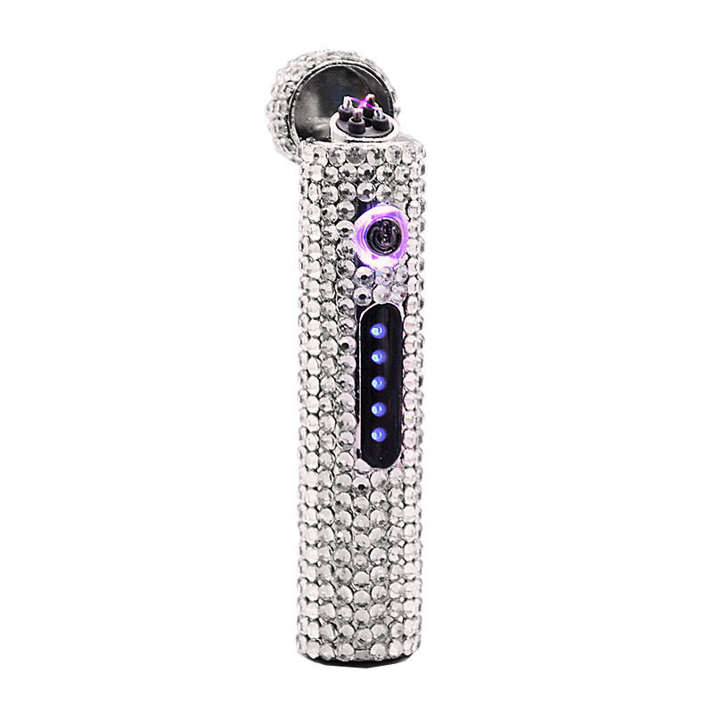 LT148 Encendedores Cigarette Rechargeable Arc Electronic Luxury Rhinestone Usb Diamond Windproof Lighter cigarette Custom Logo