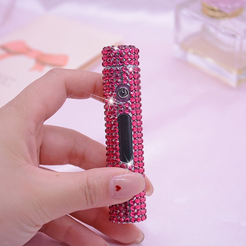 LT148 Encendedores Cigarette Rechargeable Arc Electronic Luxury Rhinestone Usb Diamond Windproof Lighter cigarette Custom Logo