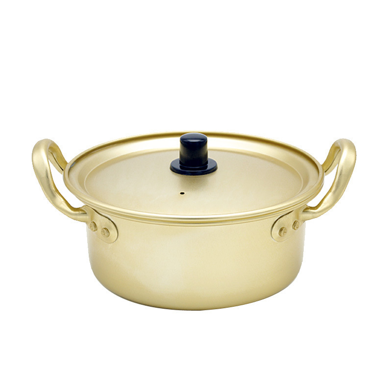 SS70 Aluminum Pot with Lid Korean Style Cooking Ramen Instant Noodle Cook Yellow Soup & Stock Pots Metal All-season Gas Cooker