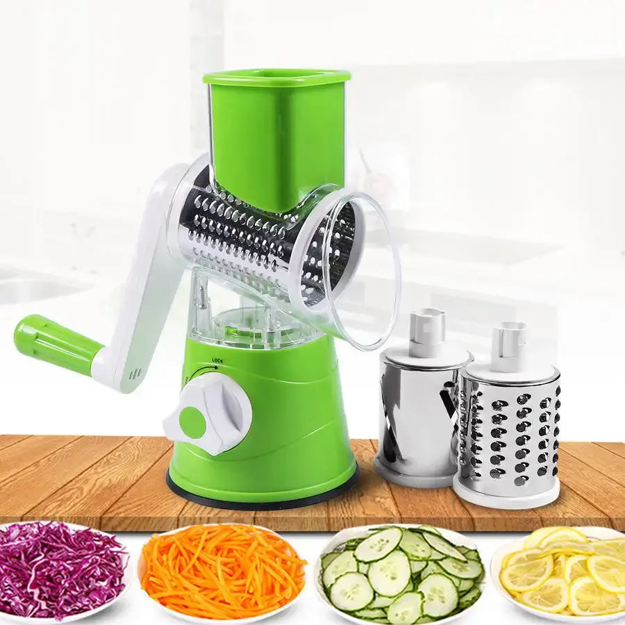 FMKT006 Multi Purpose Kitchen Manual Food Vegetable Grater Slicer Potato Cheese Grater With Handle Rotary Tabletop Drum Grater