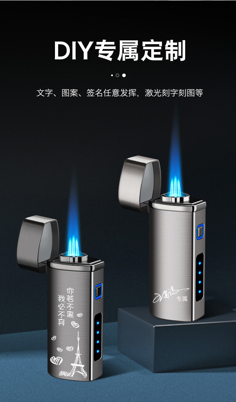 LT111 Cigar Lighter 3 Jet Blue Flame Gas Torch Butane Windproof Metal Lighter Cigar Accessories With Gift Box for Lighter