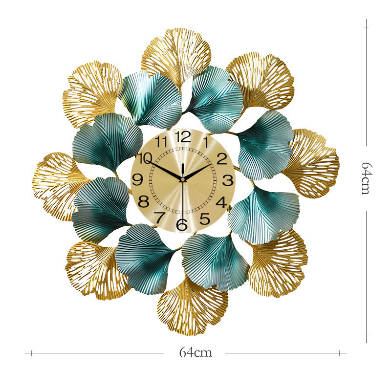 WC76 Ginkgo Leaf Creative Wall Clock European Light Luxury Art Watch Living Room Simple Home Decoration