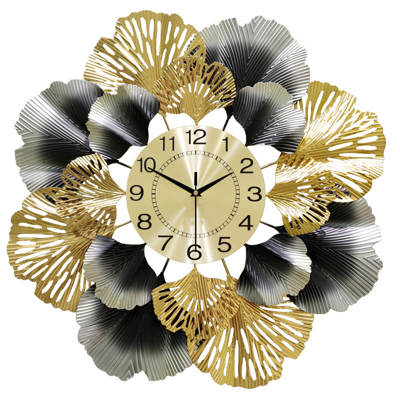 WC76 Ginkgo Leaf Creative Wall Clock European Light Luxury Art Watch Living Room Simple Home Decoration