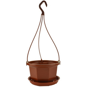 FP063 Hot sale plastic wave terracotta pots hanging plant pots flower pots for plant with plastic hanger and drainage hole