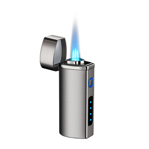 LT111 Cigar Lighter 3 Jet Blue Flame Gas Torch Butane Windproof Metal Lighter Cigar Accessories With Gift Box for Lighter