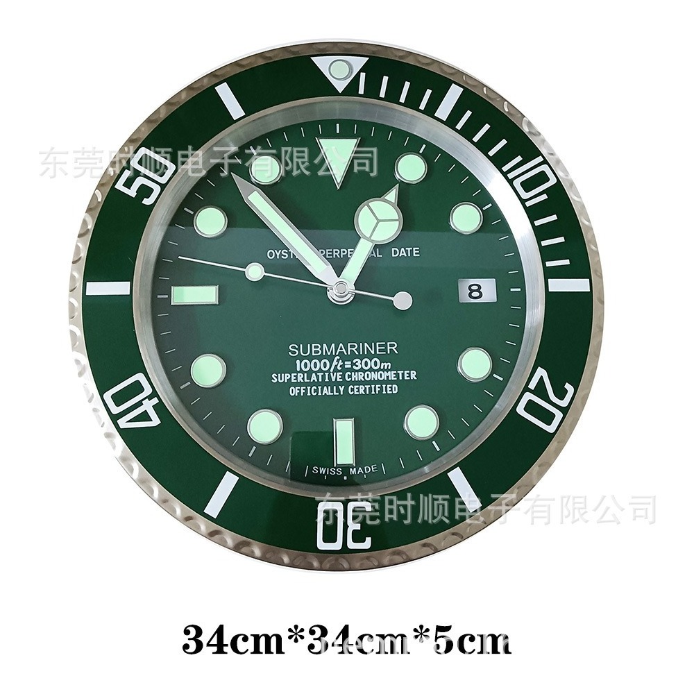 HD001 wholesale Brand Wrist watch Wall Clock All Metal Material Luxury Date Luminous Clock in wall home decoration