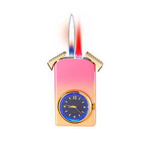 LT154 Dual Flame Lighter Switchable Torch Jet Lighter & Soft Flame Lighter With LED Light Dial