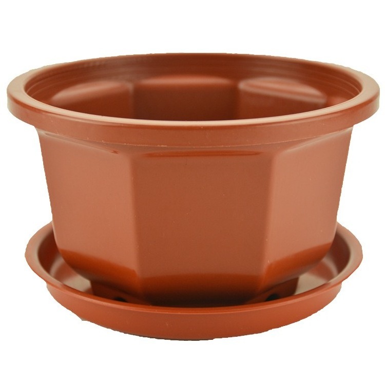 FP063 Hot sale plastic wave terracotta pots hanging plant pots flower pots for plant with plastic hanger and drainage hole