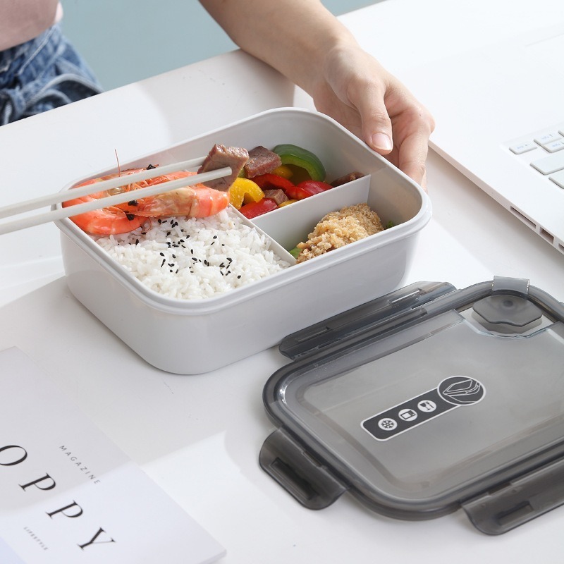 Factory custom logo microwaveable crisper set airtight meal prep bento salad box 3 plastic food storage container with snap lock