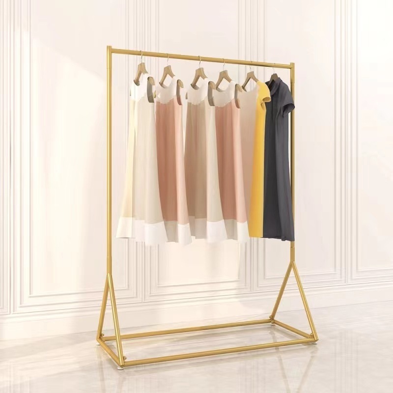 CB040 Simple gold clothing rack iron floor coat rack women's clothing store coat rack