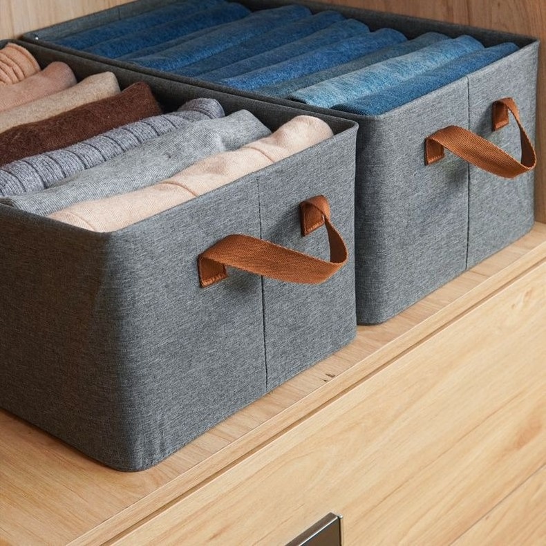 SB004 New Closet Organizers for Clothes Storage Foldable Storage Boxes with Lids Fabric Clothes Organizer with Handle