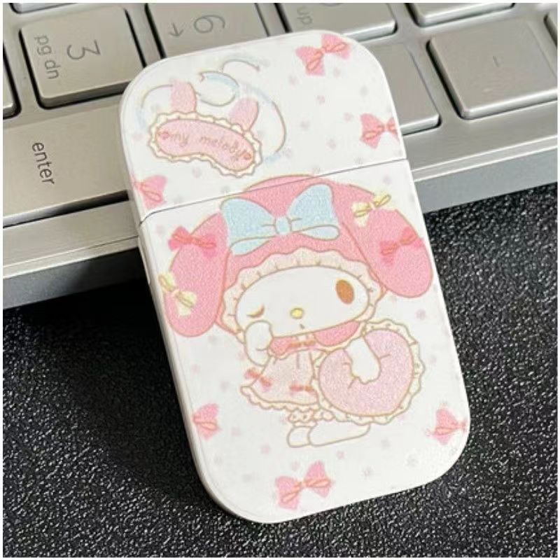 LT88 custom logo Hello Kitty cartoon cat Lighter Windproof Pink Flame Inflatable Lighter