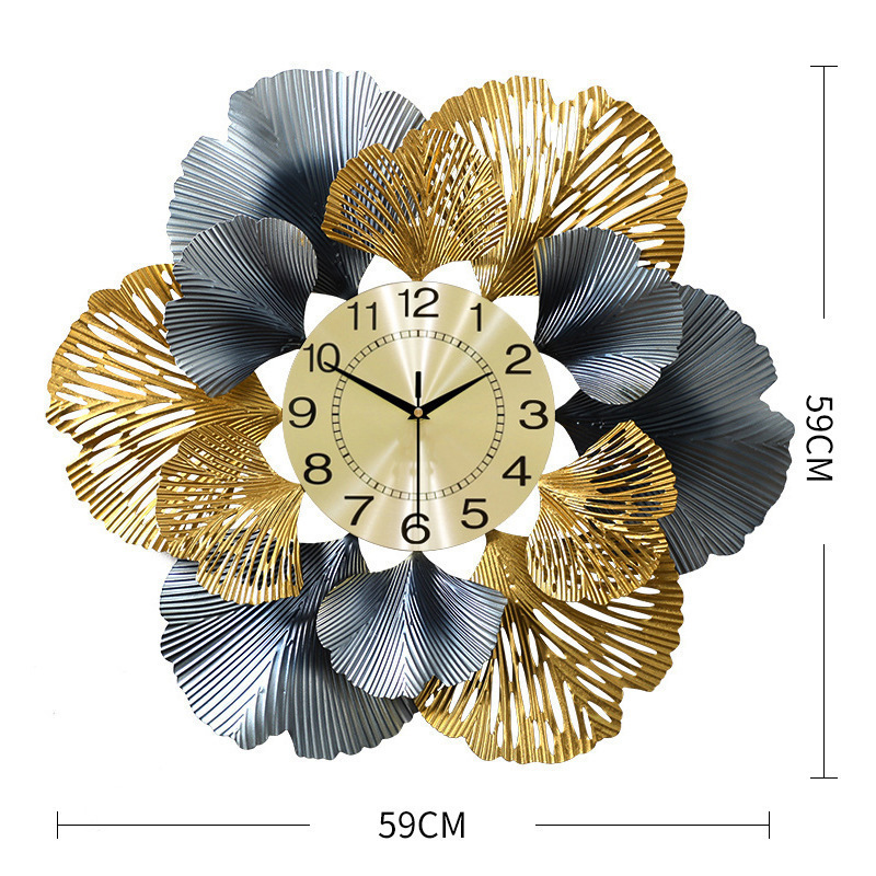 WC76 Ginkgo Leaf Creative Wall Clock European Light Luxury Art Watch Living Room Simple Home Decoration