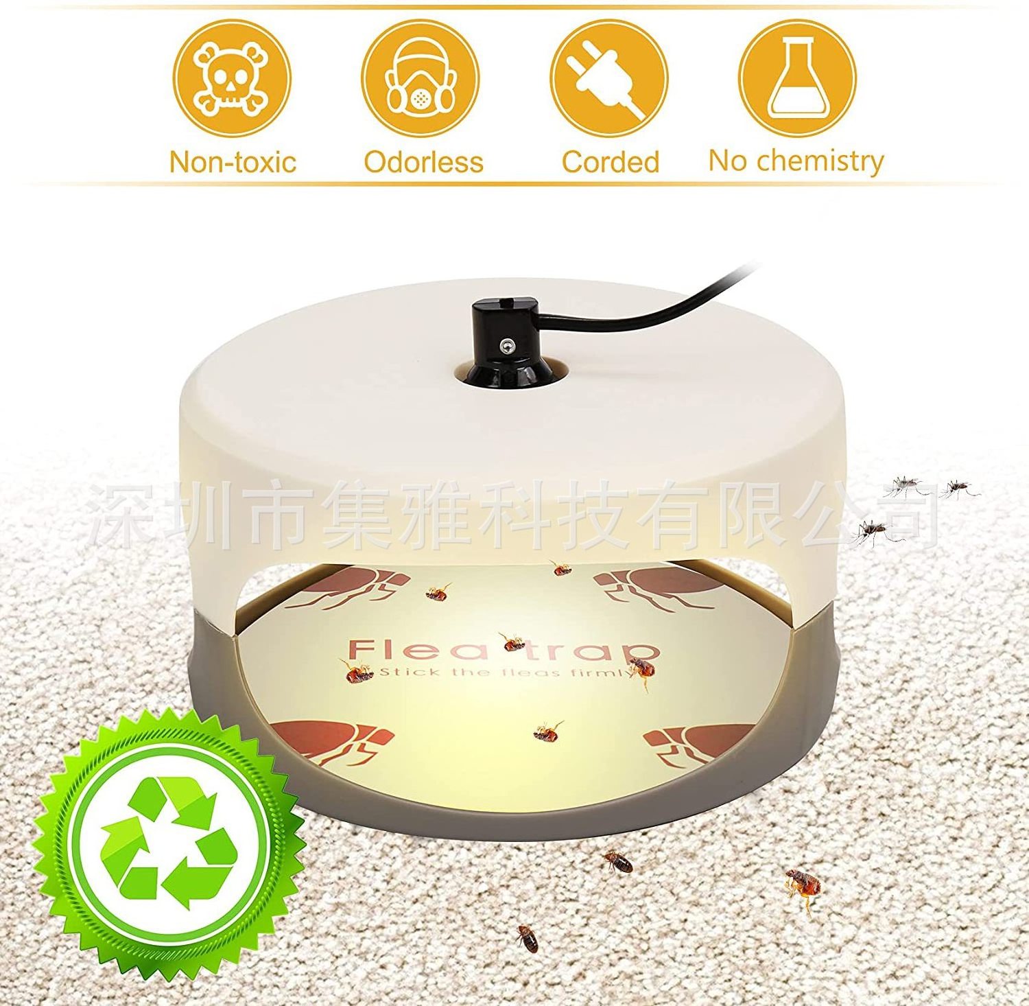 PC120 Seicosy Flea Trap Sticky Bed Bug Flea Traps Indoor Pest Control Insect Killer with 4 Sticker and 6 Light Bulbs