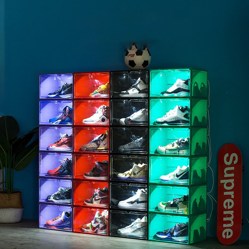 SB042 Sneaker box led light voice controlled storage shoes box led light for acrylic shoe box with led intelligent led shoe box