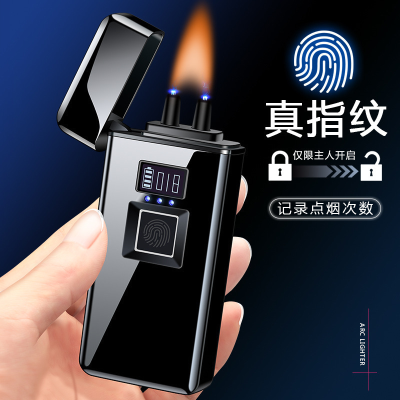 LT141 Fashion Fingerprint Touch Lighter Electric Lighter USB Rechargeable High Power Lighters Electronic Camping Novelty OEM