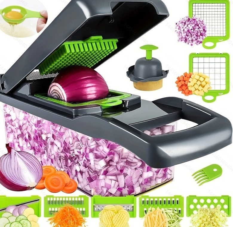 AMZ25 Best seller multifunctional vegetable cutter fruit chopper slicer cutting tool manual 13 in 1 vegetable cutter