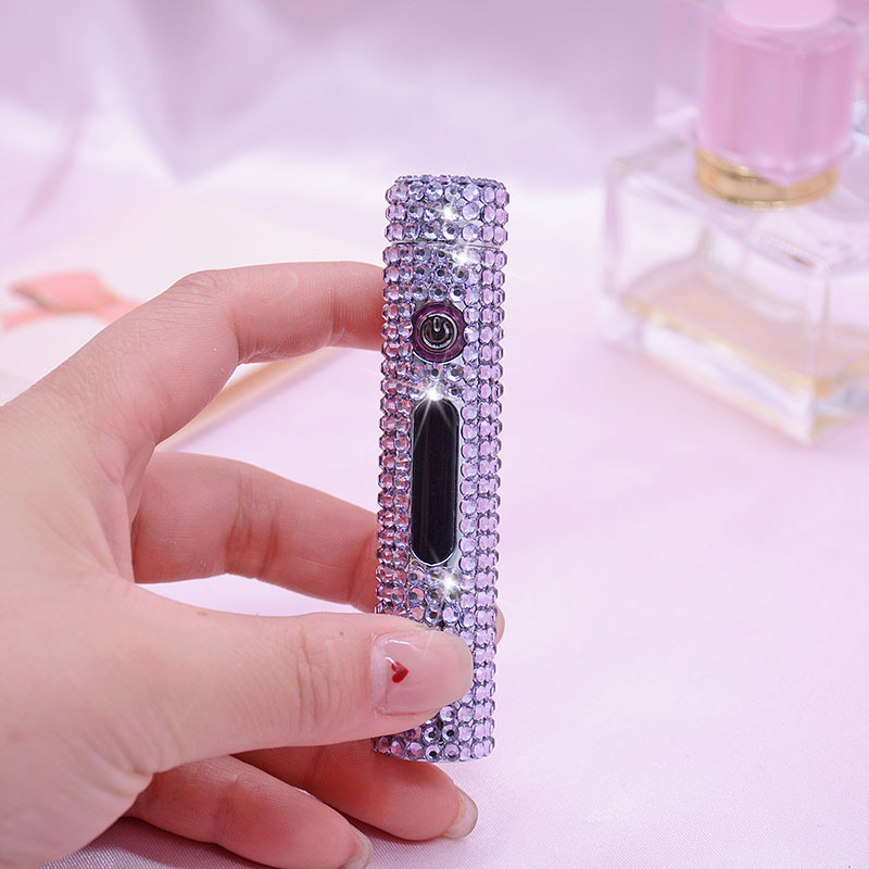 LT148 Encendedores Cigarette Rechargeable Arc Electronic Luxury Rhinestone Usb Diamond Windproof Lighter cigarette Custom Logo