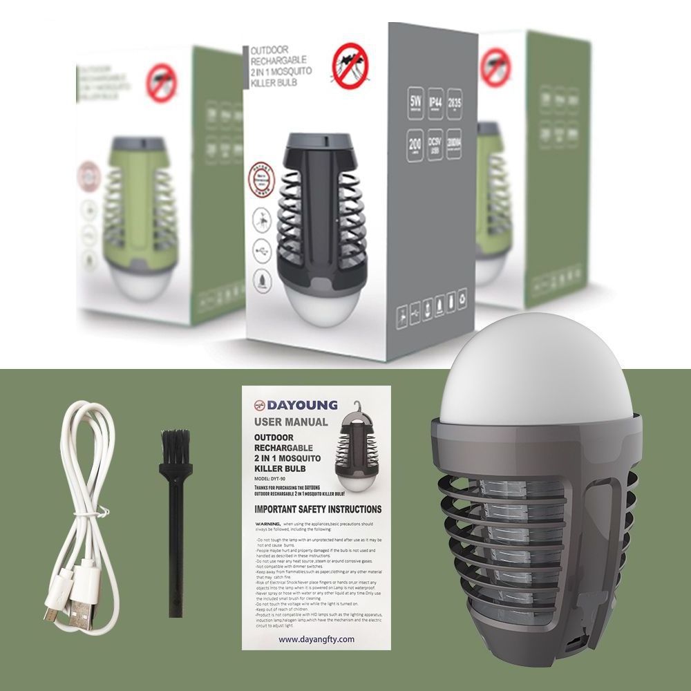 PC112 Rechargeable Outdoor Eco-Friendly Waterproof Pest Control Insect Killer Bug Zapper anti mosquito bulb