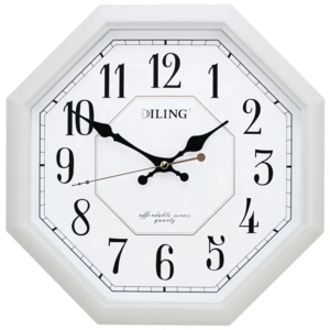 WC75 14 inch digital battery operated plastic silent quartz clock home decor Octagonal wall clock