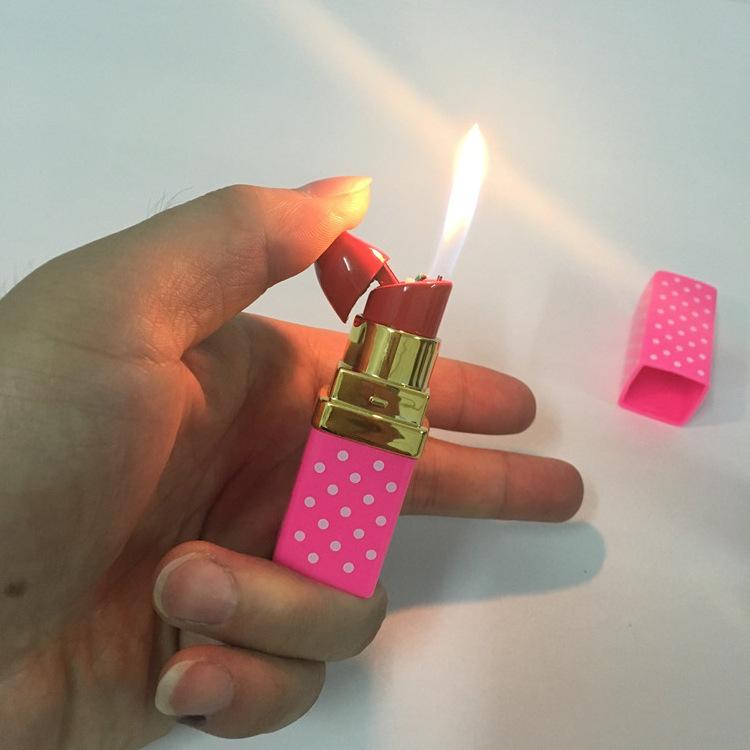 LT165 Creative Square Lipstick Lighter Women Cigarette Lighter Metal Windproof flame lighter Women Lipstick Girls