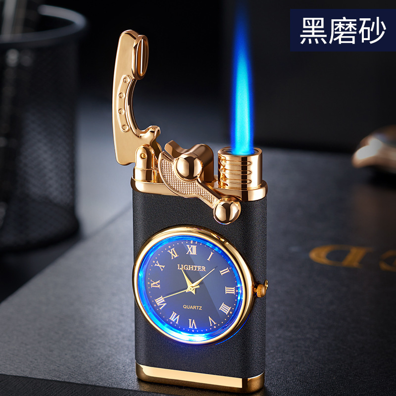 LT69 Metal creative rocker arms double fire dazzling light lighter windproof with watch