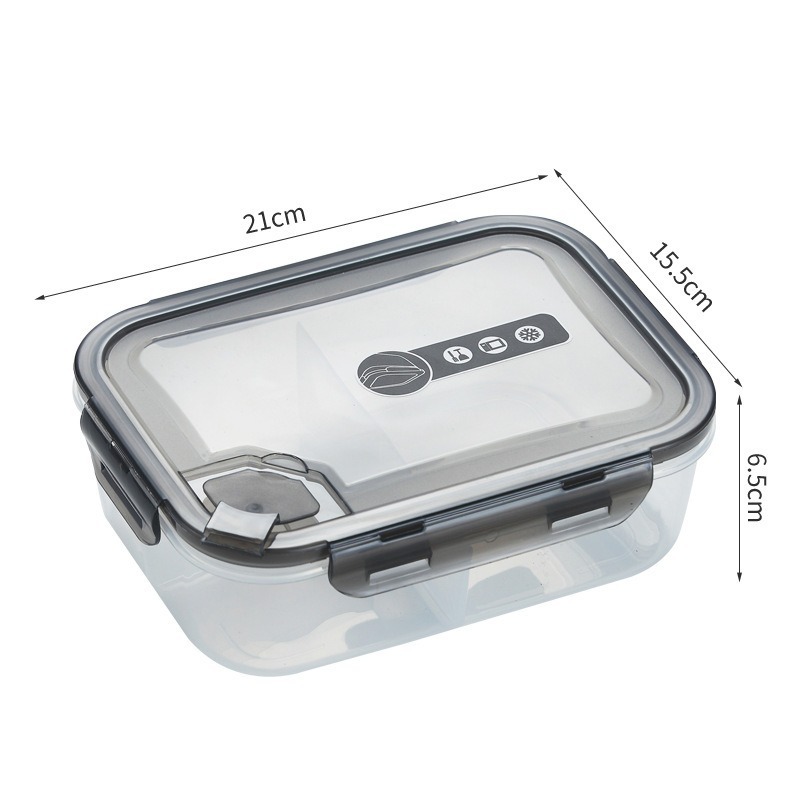 Factory custom logo microwaveable crisper set airtight meal prep bento salad box 3 plastic food storage container with snap lock