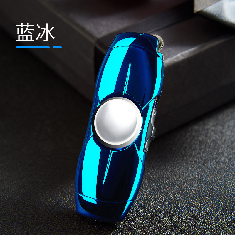 LT37 Direct Jet Fidget Spinner Inflatable Lighter Creative Spinning Gyro Lighter Windproof Blue Flame Lighter