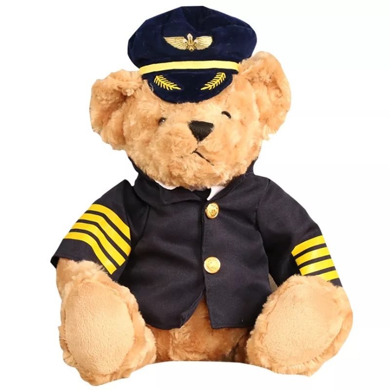 22cm Cute Pilot Teddy Bear Plush Toy Captain Bear Doll Birthday Gift Kids Baby Toy Stuffed Animal Toys for Children