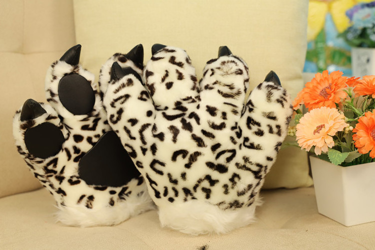 Wholesale Custom 25cm Leopard  Dino Giraffe Paw Soft Forest Animal Mittens Plush Toys Tiger Panda Plush Stuffed Animals