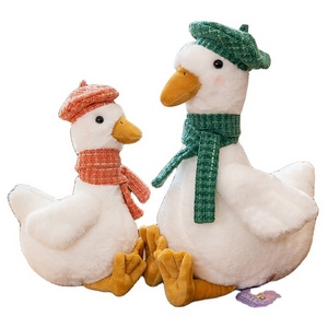 Wholesale Custom OEM 35cm-60cm Cute Toast Duck Plush Stuffed Animals Toy For Sleep Swan Plush Peluche Doll With Hat Scarf