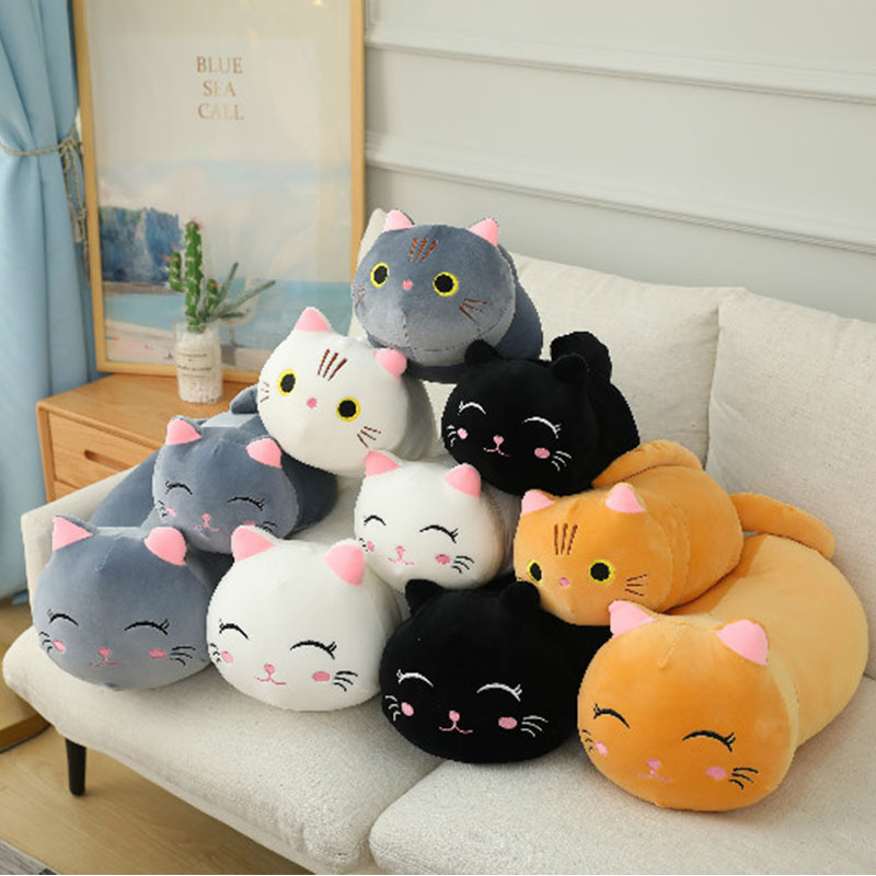 Factory Sale 35cm Cartoon Soft Long Cat Plush Toy Children's Toy Sofa Pillow Cushion Kawaii Padded Toy Gift